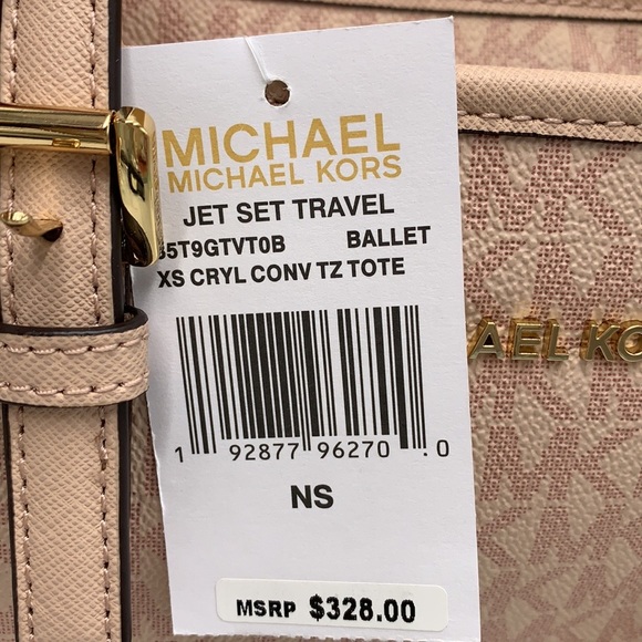 MICHAEL KORS Jet Set Travel Extra-Small Saffiano Leather Top-Zip Tote Bag BALLET - Picture 8 of 16